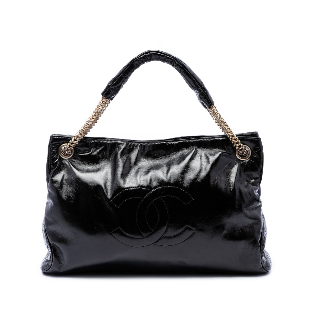 Pre-Loved Chanel Crinkled Patent Rodeo Drive Tote